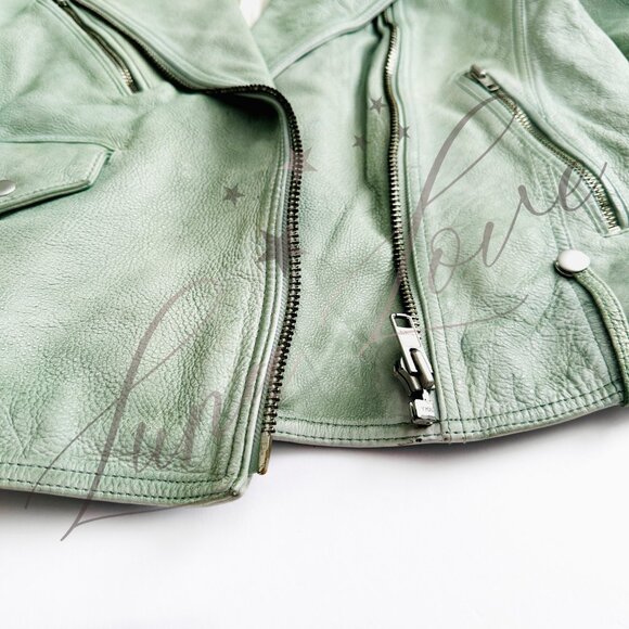 FREE PEOPLE We The Free Wesley Jealousy Leather Jacket In Green (size M) NWT - Picture 7 of 15